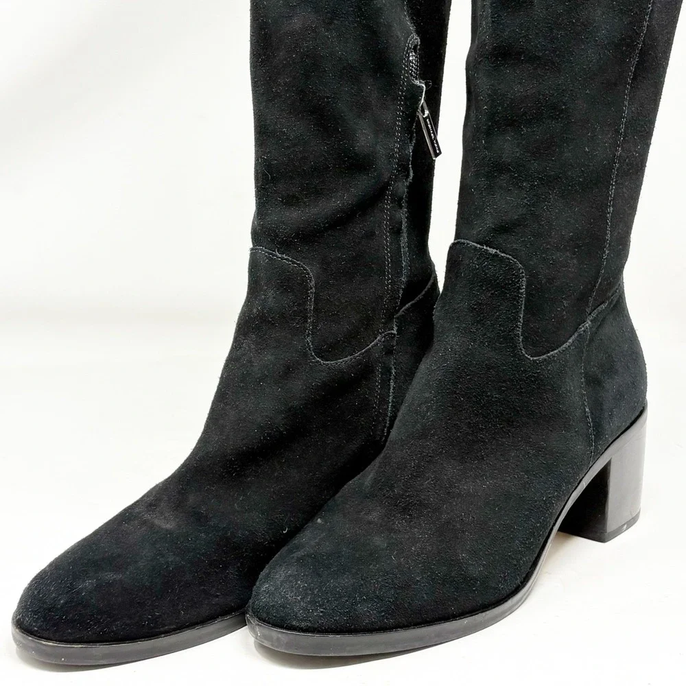 Michael Kors Black Suede Over the Knee Tall Block Heel Boots Size 7.5M